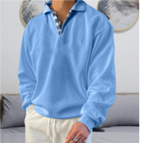Eleganter Freizeitpullover mit stilvollem Kragen – Hell Blau
