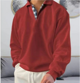 Eleganter Freizeitpullover mit stilvollem Kragen – Rot