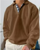 Eleganter Freizeitpullover mit stilvollem Kragen – Braun