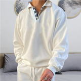 Eleganter Freizeitpullover mit stilvollem Kragen – Weiße