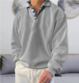 Eleganter Freizeitpullover mit stilvollem Kragen – Grau