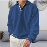 Eleganter Freizeitpullover mit stilvollem Kragen – Dunkel Blau