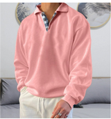 Eleganter Freizeitpullover mit stilvollem Kragen – Rosa