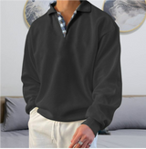 Eleganter Freizeitpullover mit stilvollem Kragen – Schwarz