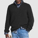 Eleganter Kaschmir-Pullover mit Reißverschluss – Schwarz