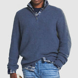 Eleganter Kaschmir-Pullover mit Reißverschluss – Blau