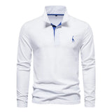 Eleganter Langarm-Polo mit Knopfdesign – Weiß
