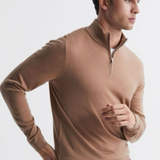 Eleganter Pullover mit Halbreißverschluss für Stilbewusste – Beige