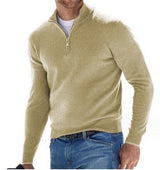 Eleganter Pullover mit Halbreißverschluss für Stilbewusste – Aprikose