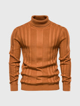 Eleganter Rollkragenpullover mit Streifen – Braun