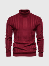 Eleganter Rollkragenpullover mit Streifen – Rot