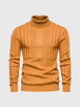 Eleganter Rollkragenpullover mit Streifen – Gelb