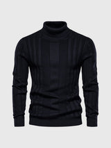 Eleganter Rollkragenpullover mit Streifen – Schwarz