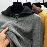 Eleganter Stehkragenpullover mit Reißverschluss – Grau