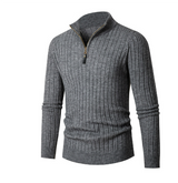 Eleganter Strickpullover mit Halbreißverschluss für Stil – Grau
