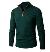 Eleganter Strickpullover mit Halbreißverschluss für Stil – Grün