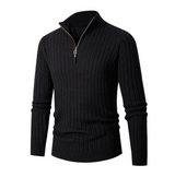 Eleganter Strickpullover mit Halbreißverschluss für Stil – Schwarz