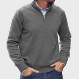 Eleganter Strickpullover mit Raffiniertem Stehkragen – Hellgrau