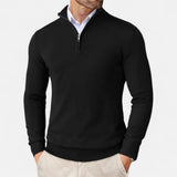 Eleganter Strickpullover mit Reißverschluss für Stilbewusste – Schwarz