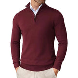 Eleganter Strickpullover mit Reißverschluss für Stilbewusste – Weinrot