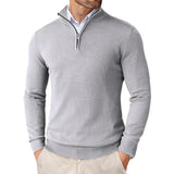 Eleganter Strickpullover mit Reißverschluss für Stilbewusste – Hellgrau