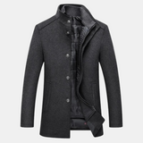 Eleganter Wollmantel mit Stehkragen für Herren – Grau