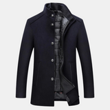 Eleganter Wollmantel mit Stehkragen für Herren – Blau