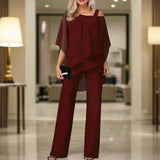 Jennifer | Elegantes Chiffon Set – Rot