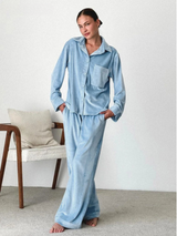 Elegantes Pyjama Set für entspannte Nächte – Blau