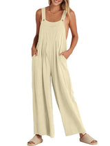 Sorelle – Weit geschnittener Leinen-Jumpsuit für Damen – Beige