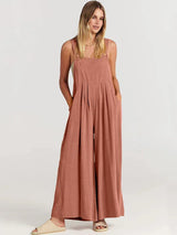 Sorelle – Weit geschnittener Leinen-Jumpsuit für Damen – Koralle
