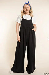 Sorelle – Weit geschnittener Leinen-Jumpsuit für Damen – Schwarz