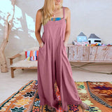 Sorelle – Weit geschnittener Leinen-Jumpsuit für Damen – Rosa