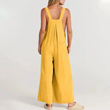 Sorelle – Weit geschnittener Leinen-Jumpsuit für Damen – Gelb