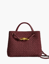 Geflochtene Wildleder-Tote-Tasche – Bordeauxrot