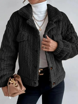 Kurze damen-kunstpelzjacke für den frühling – Schwarz