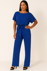 Elva Krawatten-Gürtel-Overall – Blau