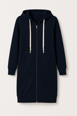 Ember Knielanger Hoodie – Dunkelblau