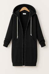 Ember Knielanger Hoodie – Schwarz