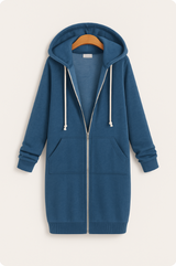 Ember Knielanger Hoodie – Blau