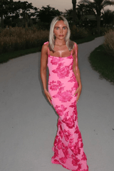 Ziska | Figurbetontes Rosa Floralen Maxikleid - Eleganz mit romantischem Flair – Rosa