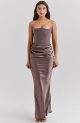 Laure | Maxikleid mit Trägern – Grau