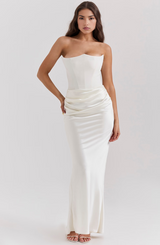 Laure | Maxikleid mit Trägern – Weiß