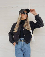 Scarlett | Damen Oversized Bomberjacke – Schwarz