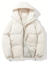Emerson – warme Jacke im klassischen design mit kapuze – Beige-weiß