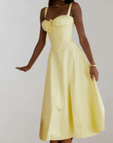 Etta - Ärmelloses Baumwollkleid – Gelb