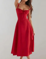 Etta - Ärmelloses Baumwollkleid – Rot