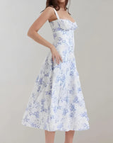 Etta - Ärmelloses Baumwollkleid – Weiß Blau