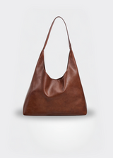 Große Damen Handtasche – Vegane Ledertasche mit Reißverschluss – Braun