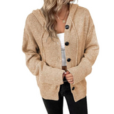 Entspannte Strickjacke mit Knopf für Komfort – Khaki